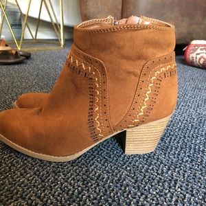 Faux suede tan booties